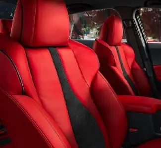 Close-up of red vehicle seats