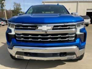 Custom chevy pickup truck blue front view. jpeg