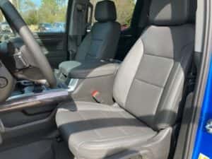 Custom chevy pickup truck blue with gray interior leather seats