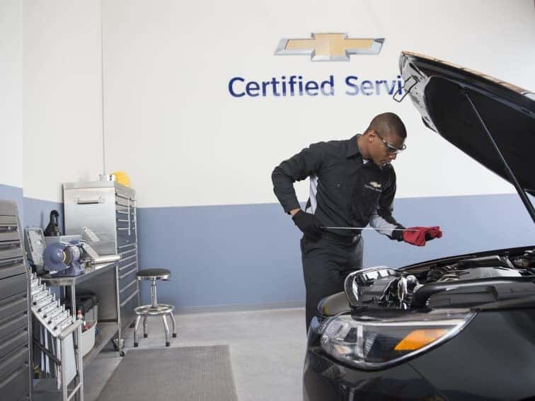 Service Technician Checking Oil