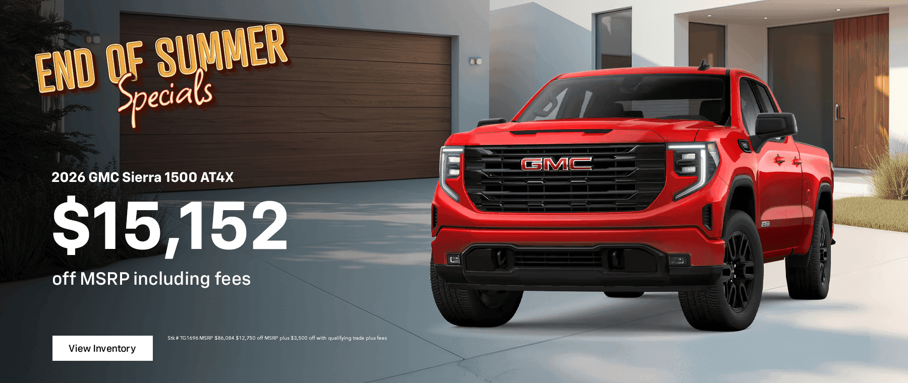 $15,152 off MSRP including fees 2026 GMC Sierra 1500 AT4X