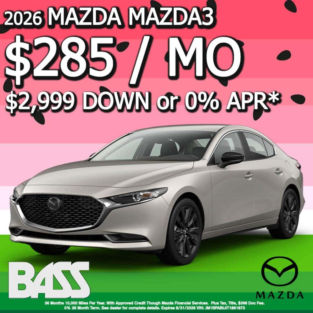 2026 Mazda3 – $285/Mo Lease