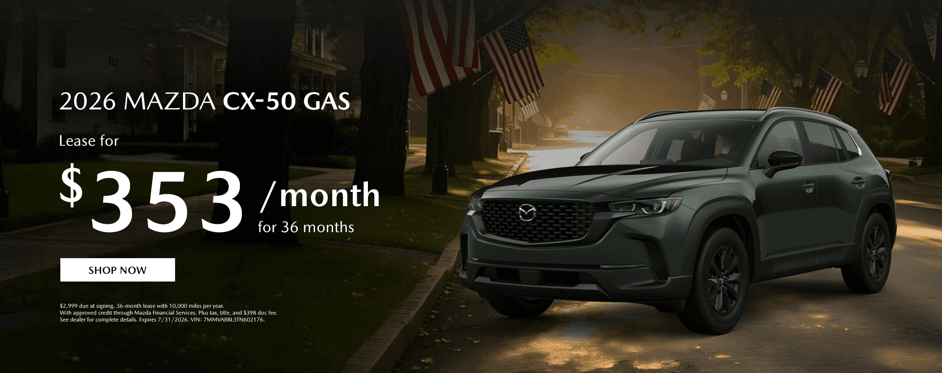 2026 Mazda CX-50 Gas Lease for $353 per month for 36 months
