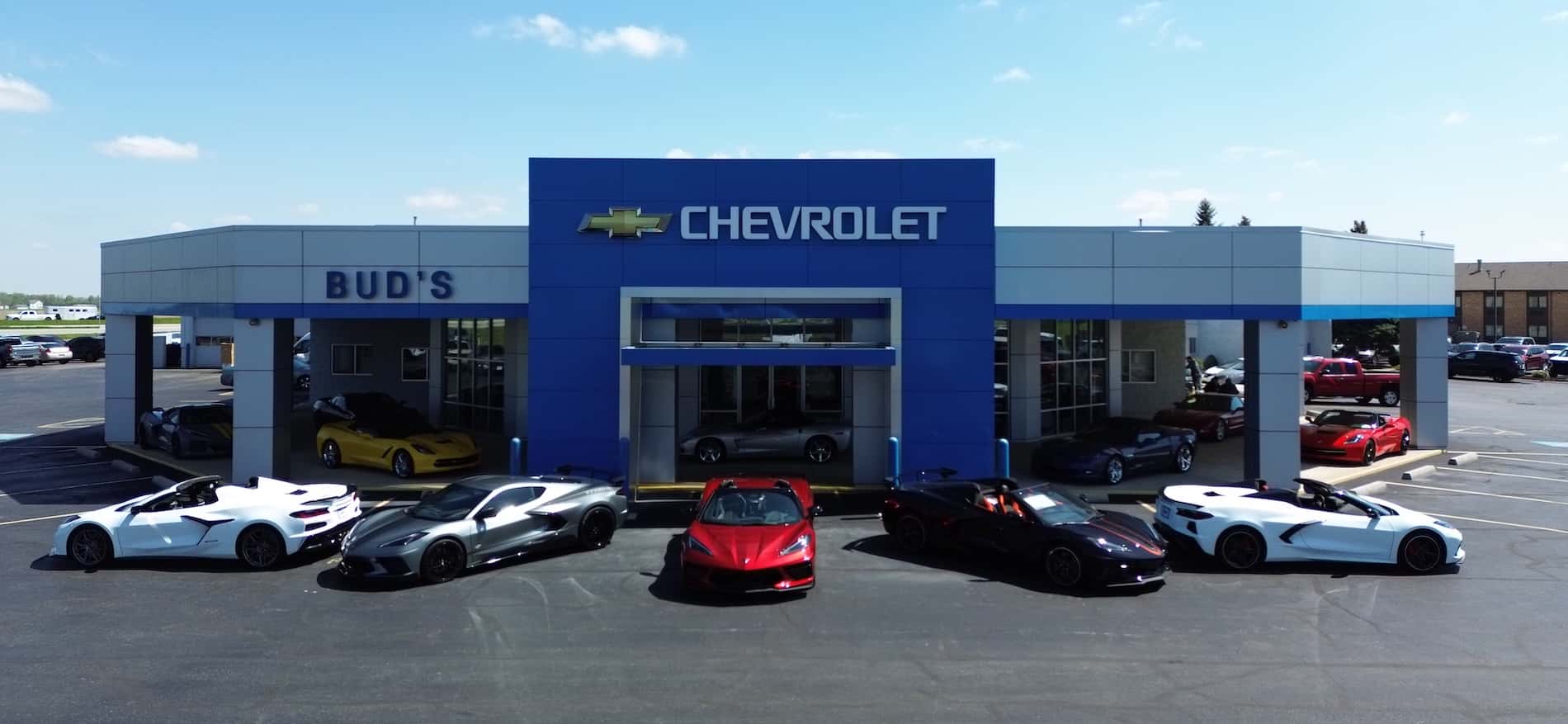 Bud's Chevrolet exterior dealership image with Corvette inventory