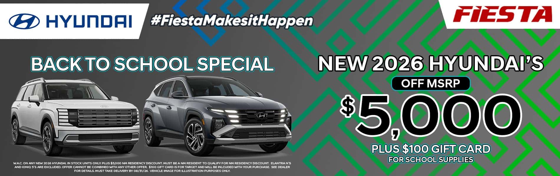 Fiesta Hyundai August 2026 New Vehicle Special
