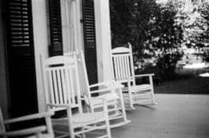 Rocking chairs on a porch in Auburn, AL