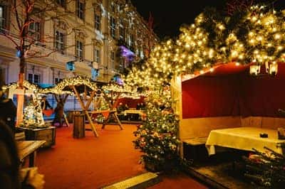 Festive Christmas Market at Night