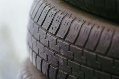 Tires on white surface