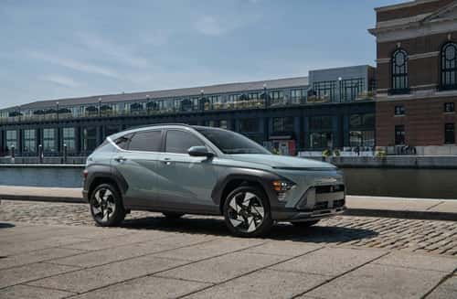 Hyundai SUV by Urban Waterfront on Sunny Day