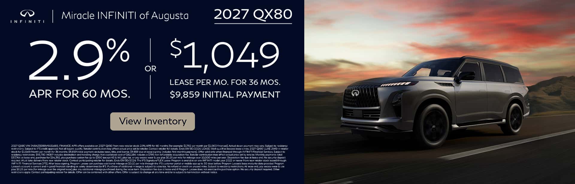 2027 INFINITI QX80 LUXE 2WD Finance or Lease Offer