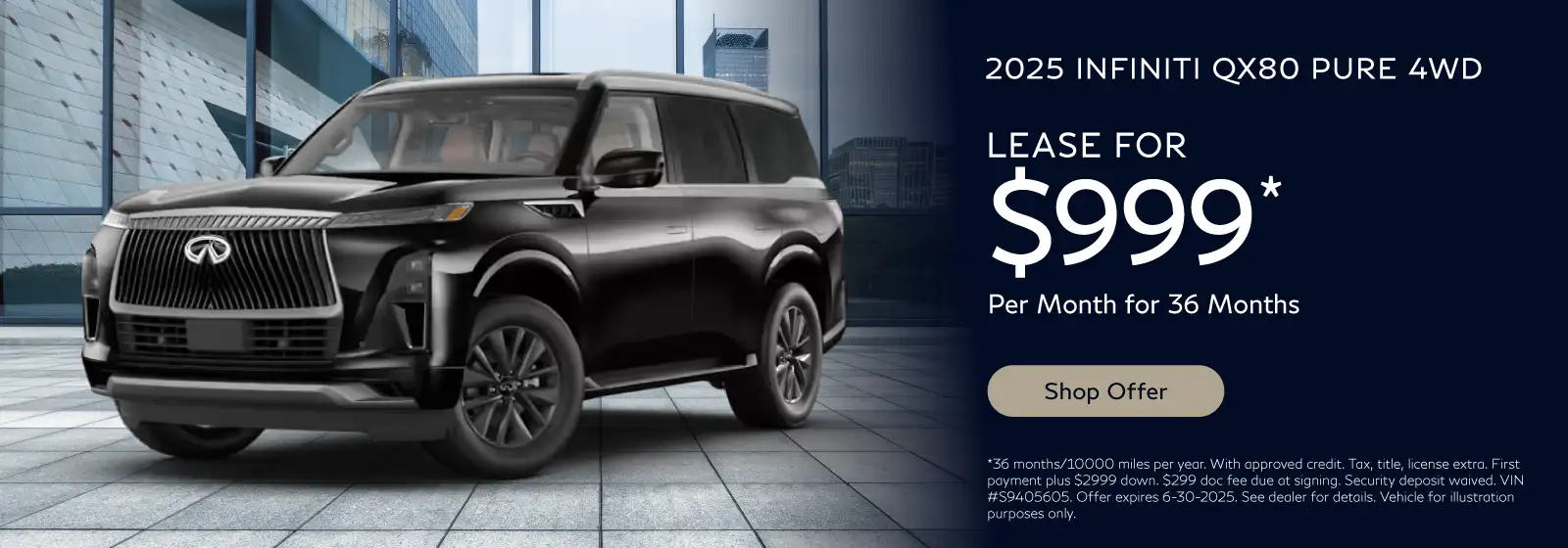 2025 INFINITI QX80 #IN250154 - Lease for $999/month for 36 months/10000 miles per year*