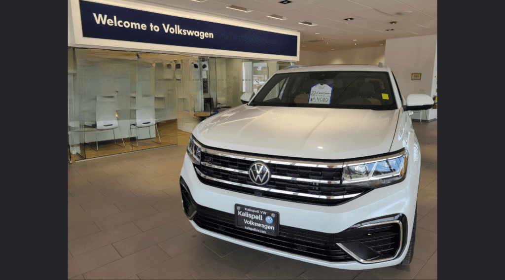 White 2022 Volkswagen Tiguan inside Kalispell Volkswagen dealership