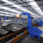 Assembly line building a Volkswagen vehicle