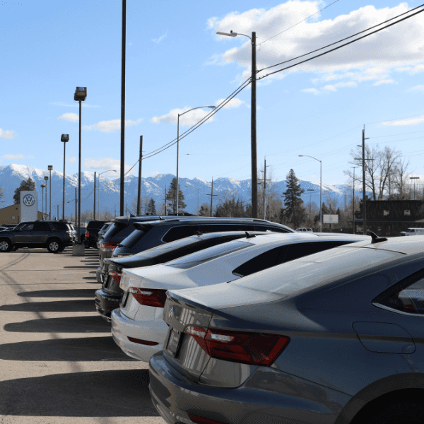 Volkswagen models in line on the Kalispell Volkswagen lot
