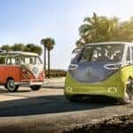 The First VW Bus and the concept version of the ID Buzz