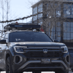 Volkswagen Atlas driving down Whitefish in the Flathead Valley
