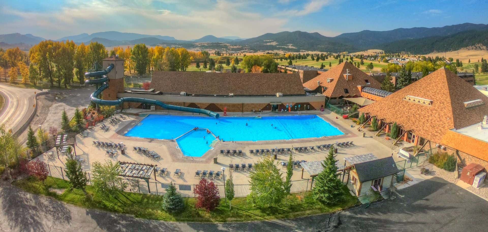 Ariel view of Fairmount Hot Springs outside of Anaconda, Montana