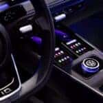 Interior of a Volkswagen Car with purple accent light