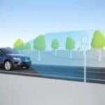 Artistic rendition of Volkswagen's Dynamic Road Sign Display technology