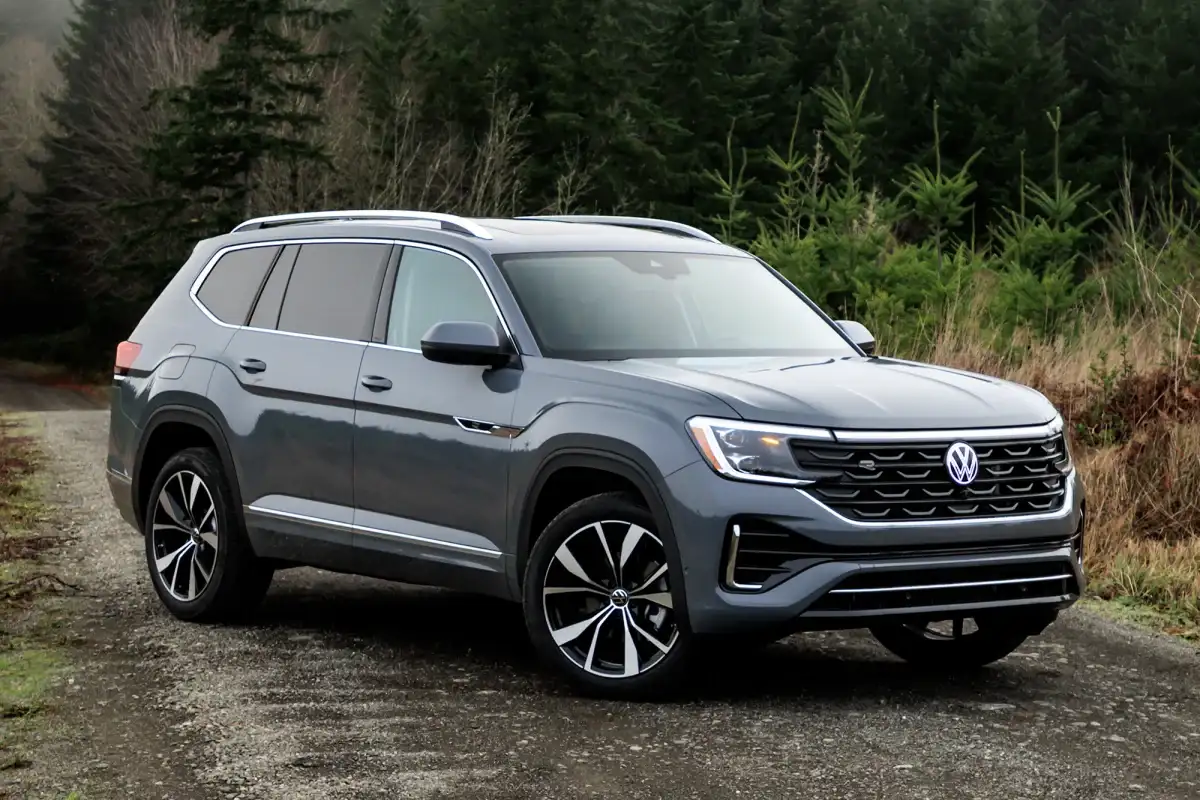 2026 Volkswagen Atlas on a backroad in a forest