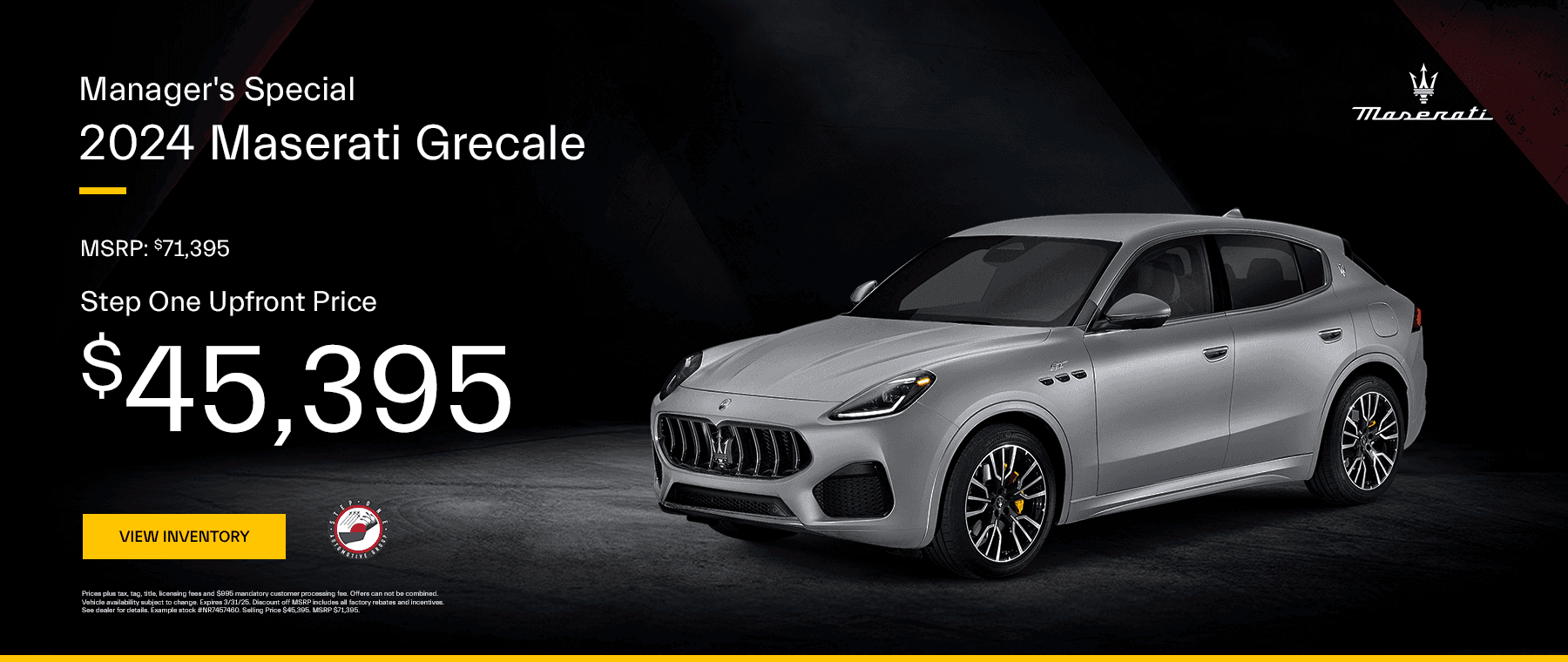 You can buy a New 2024 Maserati Grecale for $45,395 at Step One Maserati Pensacola in Pensacola, FL. Select the image to view matching inventory.