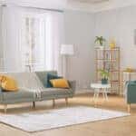 Shot of a Bright Cozy Modern Apartment with Big Windows, Decorations and Stylish Furniture.