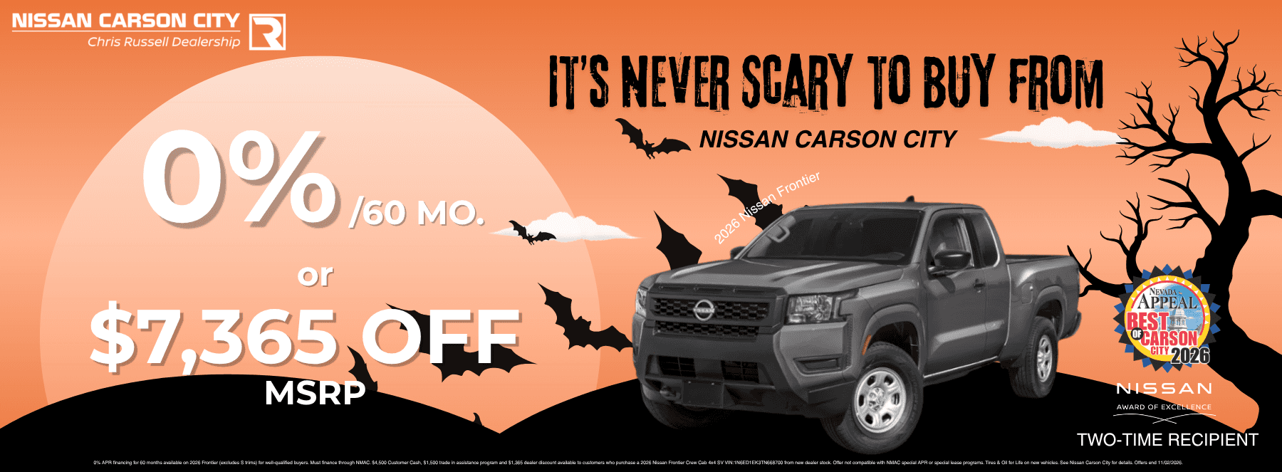 October Deal on Nissan Frontier | 0% for 60 Months