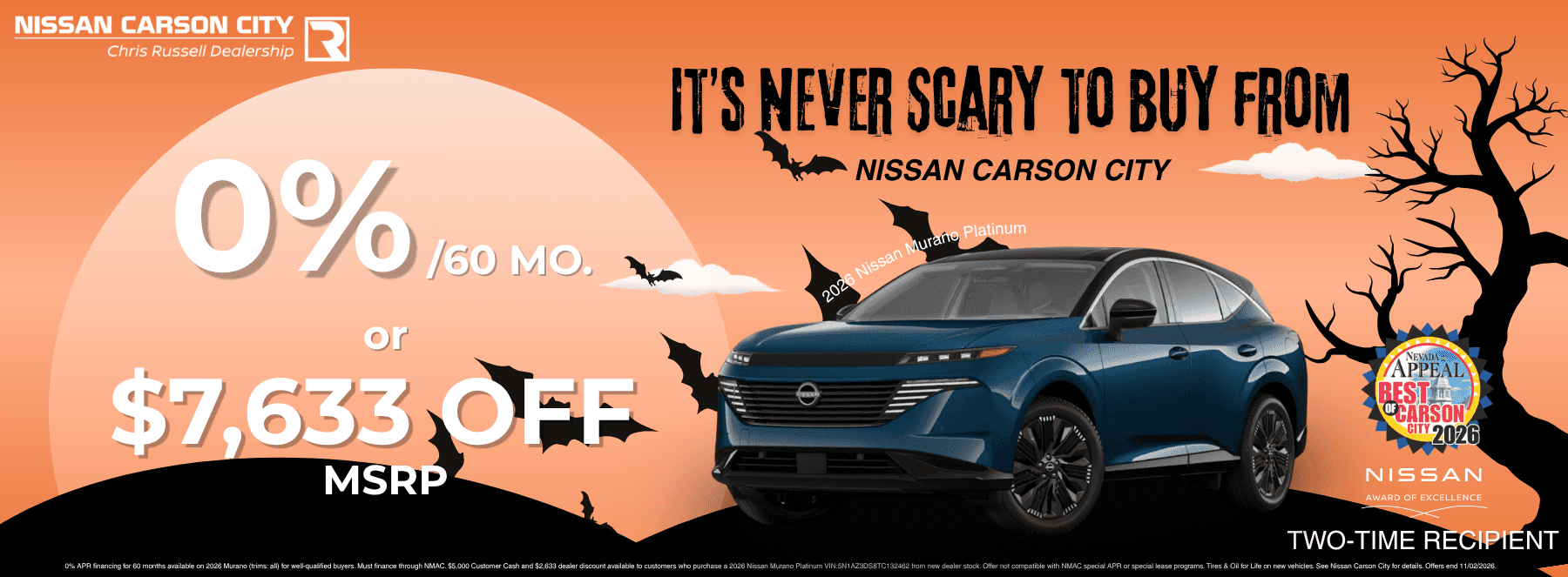 October Deal on Nissan Murano Platinum | 0% for 60 Months