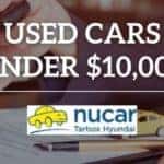 Car Salesman and Buyer Exchanging Keys with White Text and Nucar Tarbox Hyundai Logo