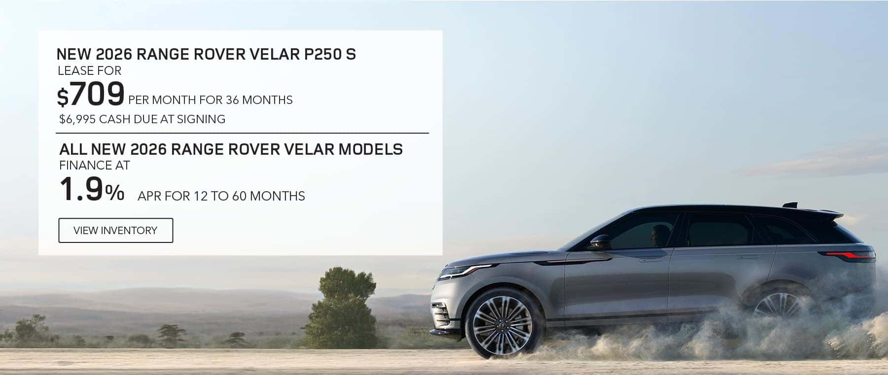New 2026 Range Rover Velar lease and apr offer for August 2026