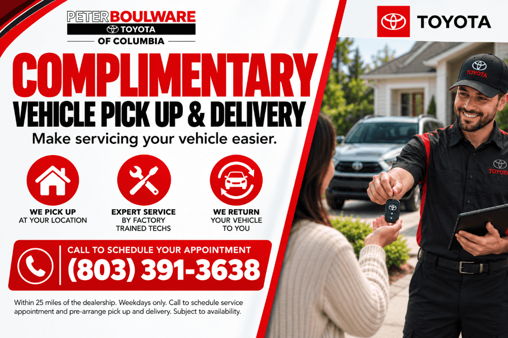 Service Pick Up and Delivery Peter Boulware Toyota of Columbia SC