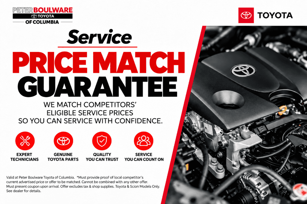 Service Price Match Guarantee Peter Boulware Toyota of Columbia SC
