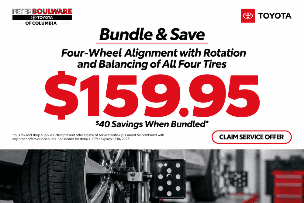 Alignment Rotate and Balance Special Peter Boulware Toyota of Columbia SC
