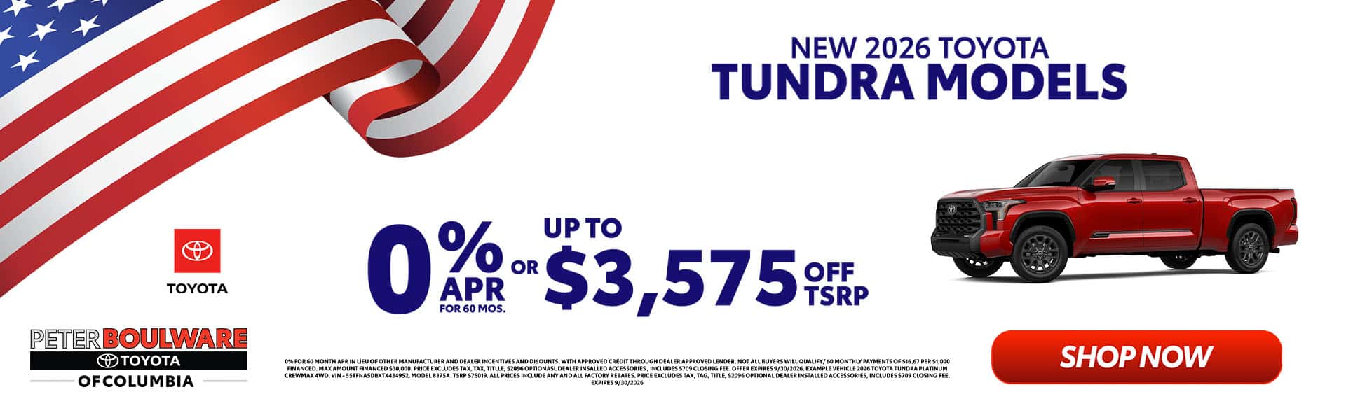 New 2026 Toyota Tundra Sale