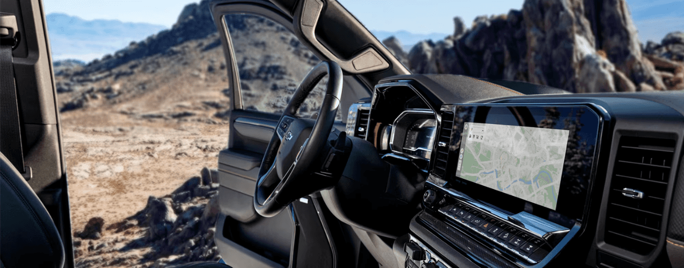 Black interior of a 2025 Chevy Silverado 1500 for sale near Stanfordville