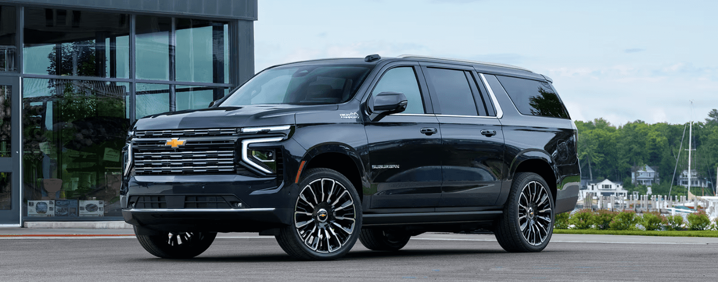 Black 2026 Chevy Suburban parked at an angle