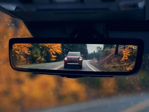 2025 Toyota 4Runner close up view of digital rearview mirror