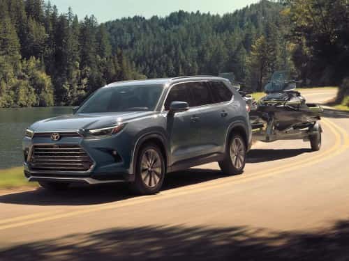 2025 Toyota Grand Highlander towing two jet skis 