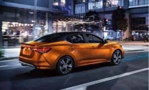 Orange color 2022 Nissan Sentra exterior.