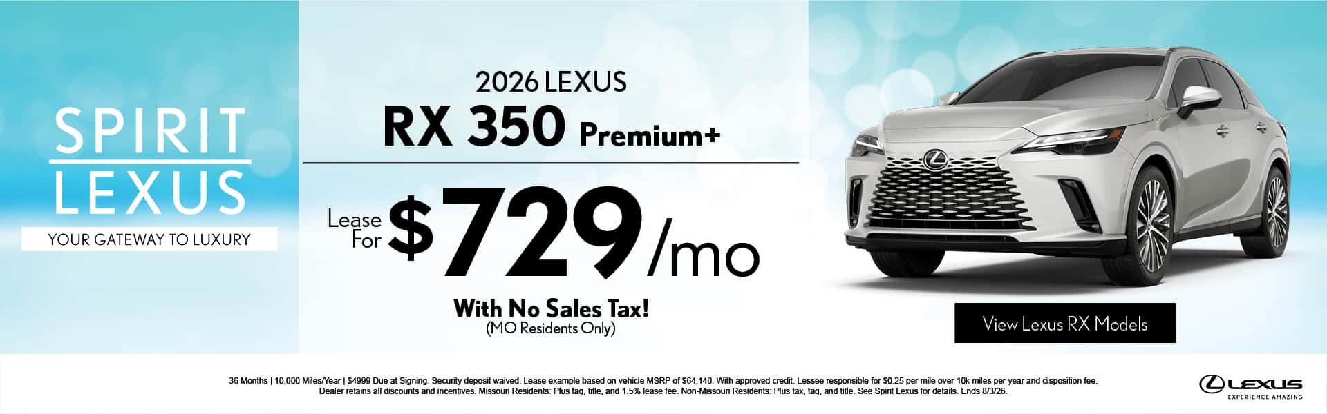 2026 RX 350 Lease Offer