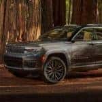 exterior view of a 2022 jeep grand cherokee in the forest