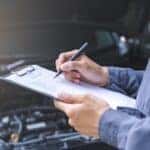 Auto,Check,,Car,Service,Shop,Concept.,Automobile,Repairman,Writing,Job