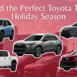 2025 Toyota RAV4, Camry, Highlander, Tacoma, and Corolla Cross parked together in Steubenville, OH, showcasing the best Toyota models for the holiday season