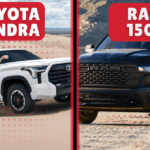 2026 Ram 1500 parked next to a Toyota Tundra showing side-by-side comparison