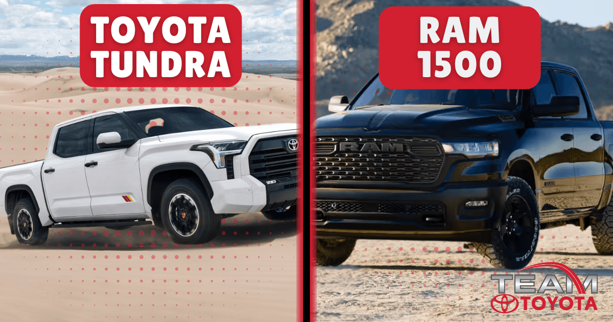 2026 Ram 1500 parked next to a Toyota Tundra showing side-by-side comparison