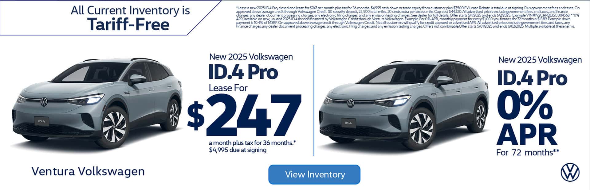 New 2025 Volkswagen ID.4 Pro "Lease for $247 a month plus tax for 36 months* $4,995 due cash down or trade equity OR 0% APR for 72 mo** "