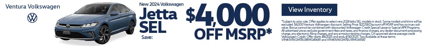 New 2024 Volkswagen Jetta SEL Save $4,000 off MSRP