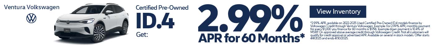 Certified Pre-Owned ID.4 2.99% APR for 60 Months