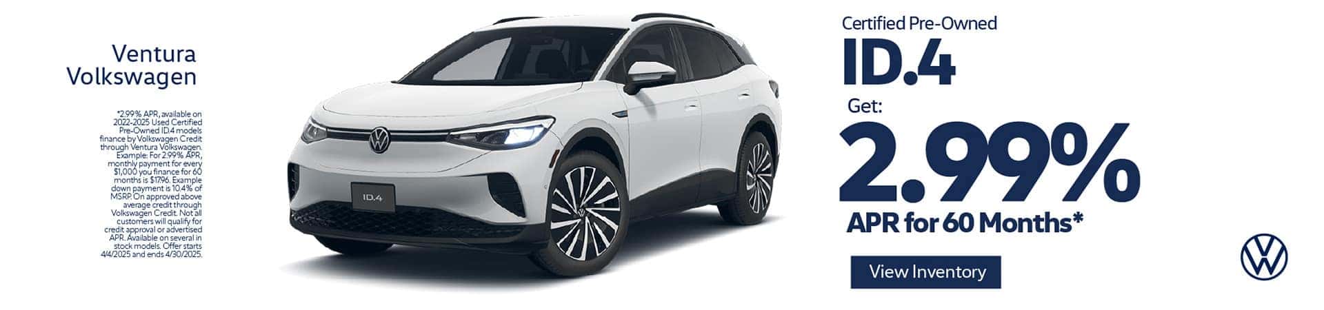 Certified Pre-Owned ID.4 2.99% APR for 60 Months