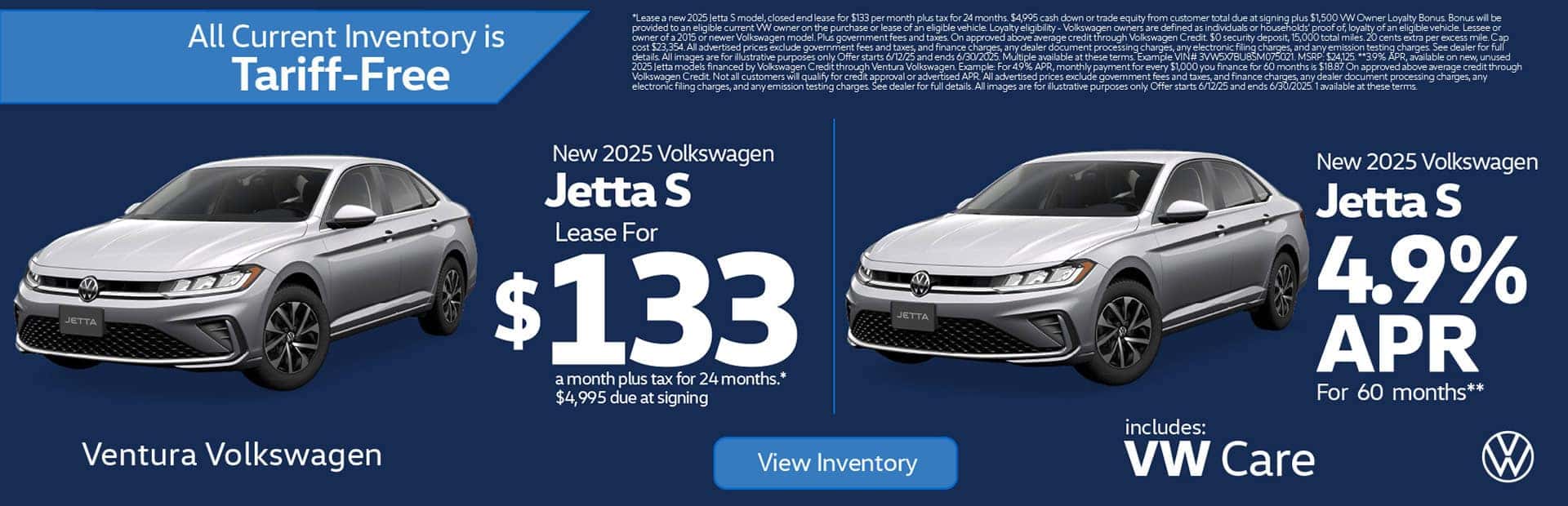 New 2025 Volkswagen Jetta S "Lease for $133 a month plus tax for 24 months* $4,995 due at signing OR 4.9% APR for 60** "